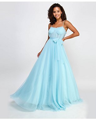 Juniors' Tulle Bustier Gown