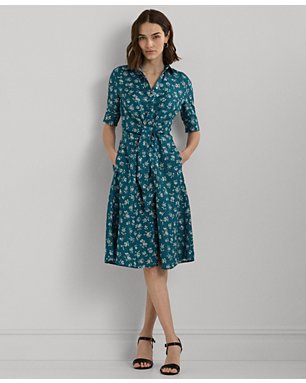 Women's Linen Floral Shirtdress, Regular & Petite